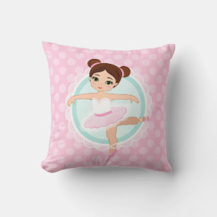 Brunette Ballerina - Pink Ballet Dancer Girl Cushion