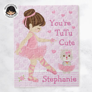 Brunette Ballerina Tutu Cute Jigsaw Puzzle