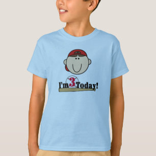 Brunette Boy Baseball 3rd Birthday Tshirts
