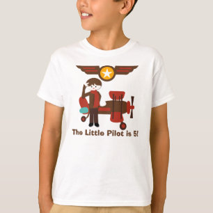 Brunette Boy Pilot Birthday Custom T-shirt