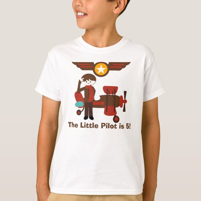 Brunette Boy Pilot Birthday Custom T-shirt (Front)