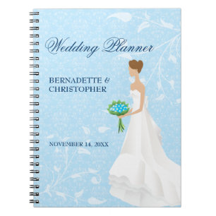 Brunette Bride Blue Wedding Planner Notebook