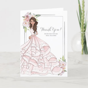 Brunette Bride Bridal Shower Future Mrs Thank You Card