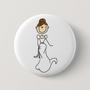 Brunette Bride Button
