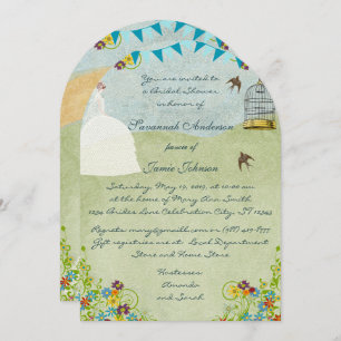 Brunette Bride Garden Bridal Shower Invitations