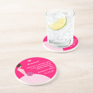 Brunette Bridesmaid Wedding Gown Coaster
