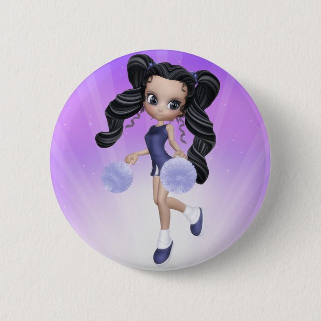 Brunette Cheerleader Girl Button (Front)