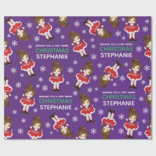 Brunette Christmas Dancer Wrapping Paper