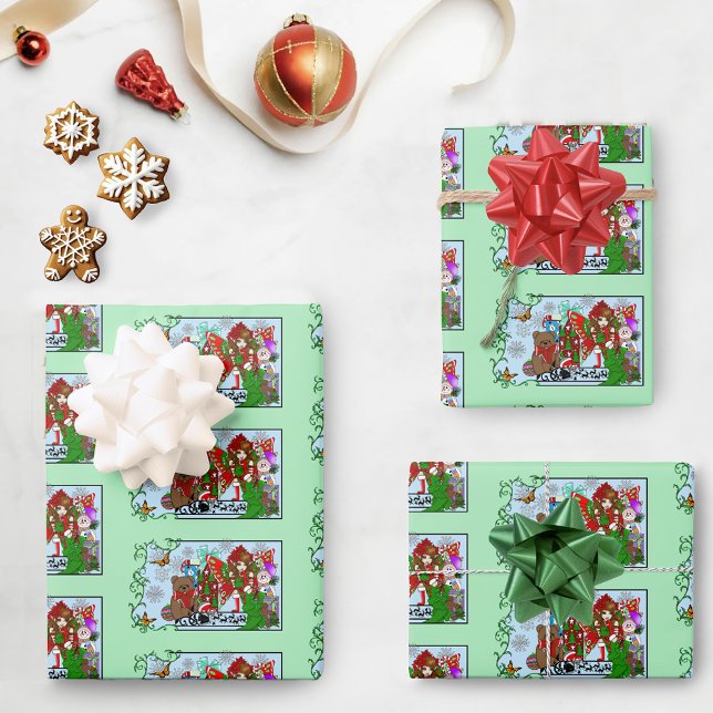 Brunette Christmas Present Fairy Wrapping Paper Sheet (Creator Uploaded)