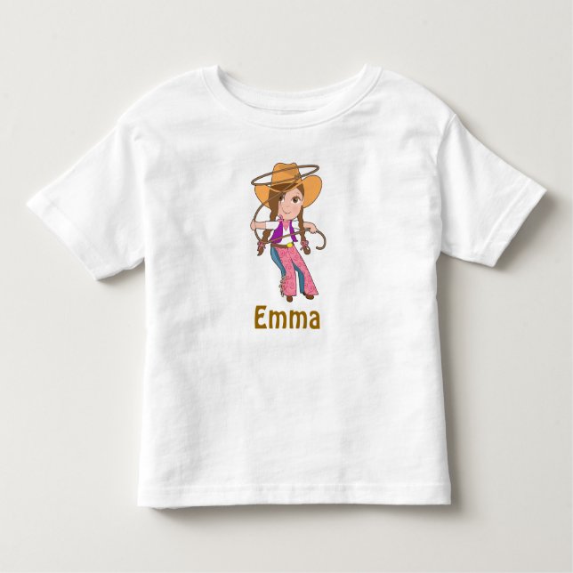 Brunette Cowgirl Shirt with Name (Front)