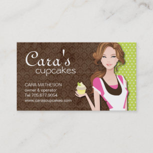 Brunette Cupcake Girl Business Cards