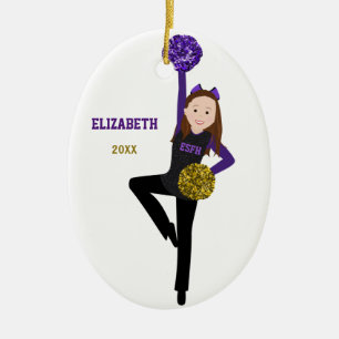 Brunette DanceLine In Black & Purple Ceramic Ornam Ceramic Ornament
