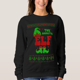 Brunette Elf Family Matching Ugly Sweater Christma