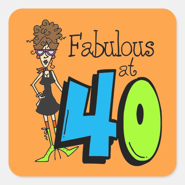 Brunette Fabulous at 40 Birthday Square Sticker (Front)