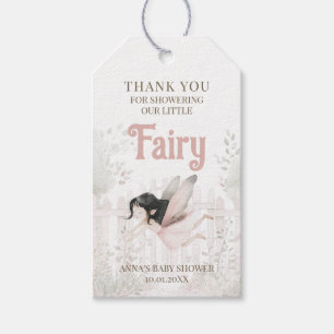 Brunette Fairy Baby Shower Thank You Gift Tags