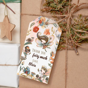 Brunette Fairy Birthday Party Favour Gift Tags