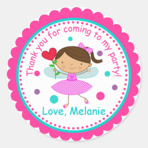 Brunette Fairy Princess Birthday Sticker