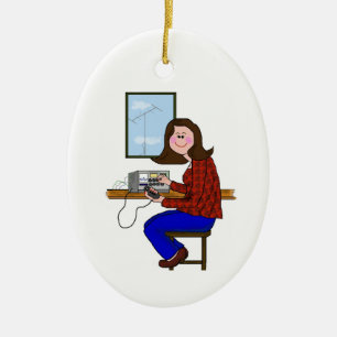 Brunette Female Ham Christmas Ornament