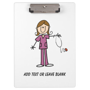 Brunette Female Nurse Clipboard