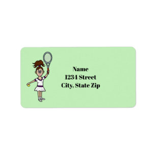 Brunette Female Tennis Player Address Labels