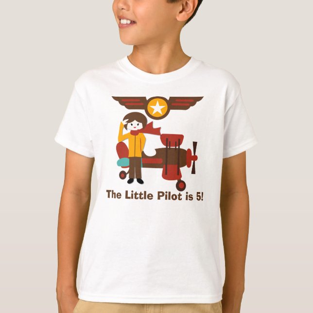 Brunette Girl Pilot Birthday Custom T-shirt (Front)