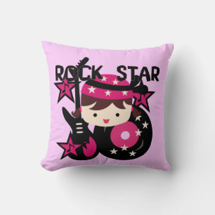 Brunette Girl Rock Star Pillow
