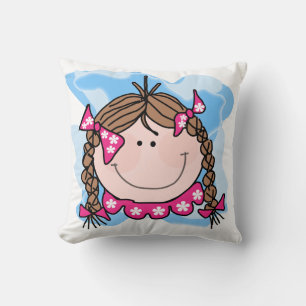 Brunette Girl With Braids Pillow