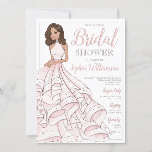 Brunette Glitter Glam Bride Bridal Shower Invitation