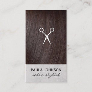 Brunette Hair and Salon Scissors Icon Business Card
