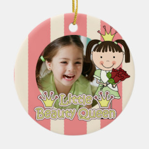 Brunette Hair Little Beauty Queen Keepsake Ceramic Ornament