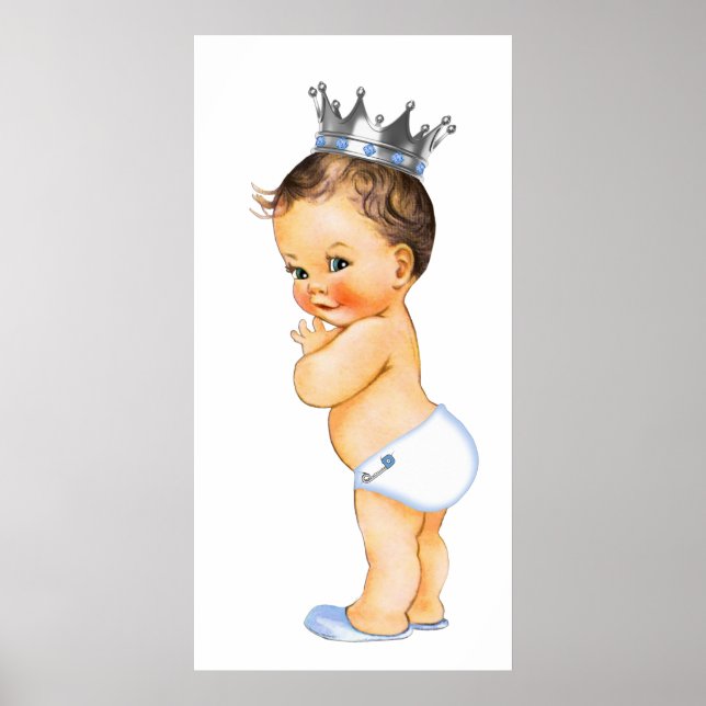 Brunette Little Prince Baby Shower Poster (Front)