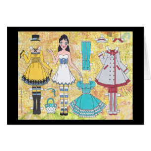 Brunette Lolita Paper Doll Blank Card