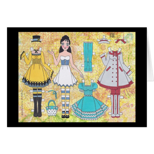 Brunette Lolita Paper Doll Blank Card (Front Horizontal)