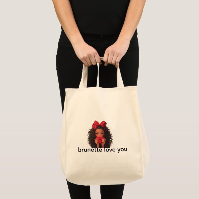 Brunette Love You Tote Bag – Cute Romantic Aesthet (Front (Product))
