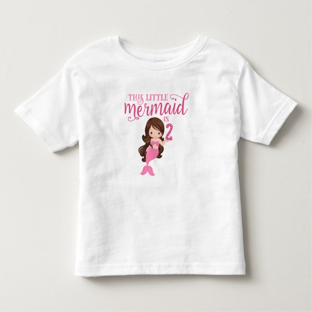 Brunette Mermaid 2nd Birthday Toddler T-Shirt (Front)