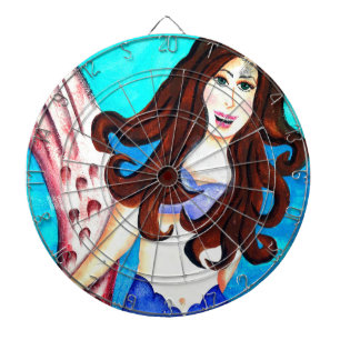 brunette mermaid dartboard