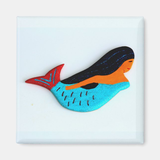 brunette mermaid magnet (Front)