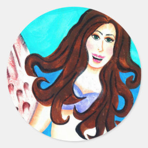 brunette mermaid sticker