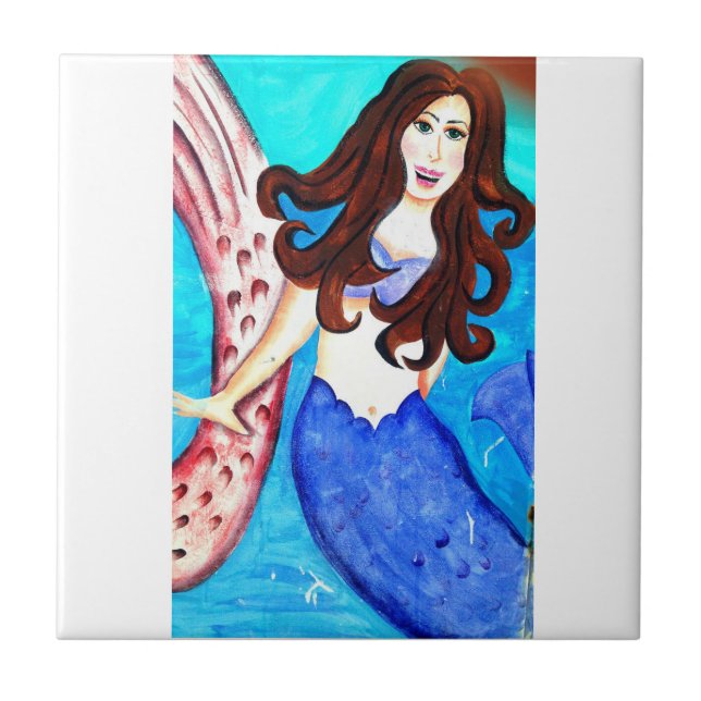 brunette mermaid tile (Front)