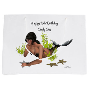 Brunette Mermaid With Starfish Gift Bag