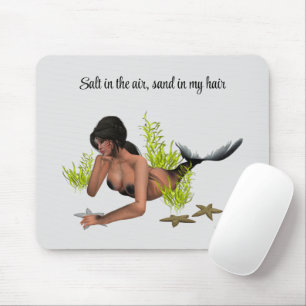Brunette Mermaid With Starfish Mousepad
