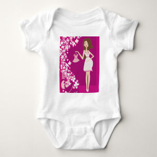 brunette pregnant woman baby bodysuit