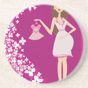 brunette pregnant woman coaster