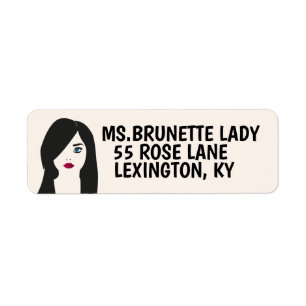BRUNETTE PRETTY LADY REURN ADDRESS LABELS