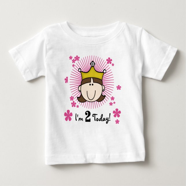 Brunette Princess 2nd Birthday Baby T-Shirt (Front)