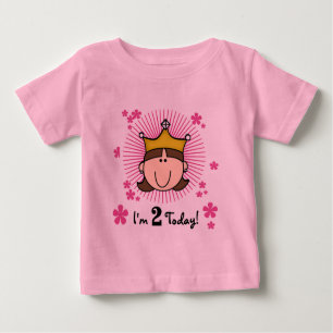 Brunette Princess 2nd Birthday Tshirts and Gifts