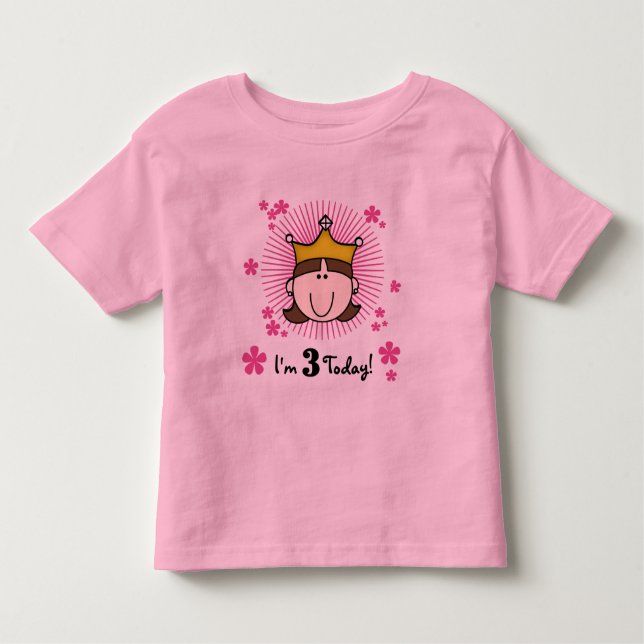 Brunette Princess 3rd Birthday Tshirts and Gifts (Front)
