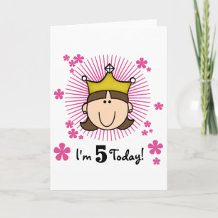 Brunette Princess 5th Birthday Tshirts and Gifts Card