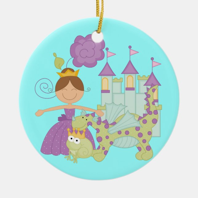 Brunette Princess Ceramic Ornament (Front)