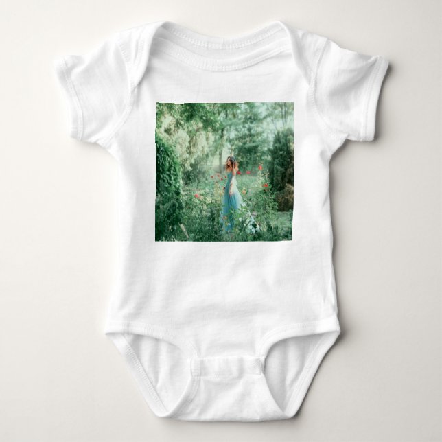 Brunette Princess: Fairy Forest Watercolor Baby Bodysuit (Front)